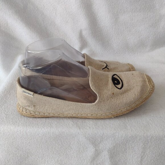 Soludos Wink Canvas Espadrilles 7 Cute Jason Polan Natural Jute Slip Ons - Picture 9 of 12
